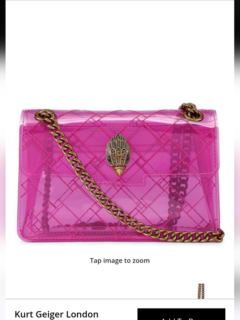 Kurt Geiger Pink Transparent  Crossbody Bag Nwot